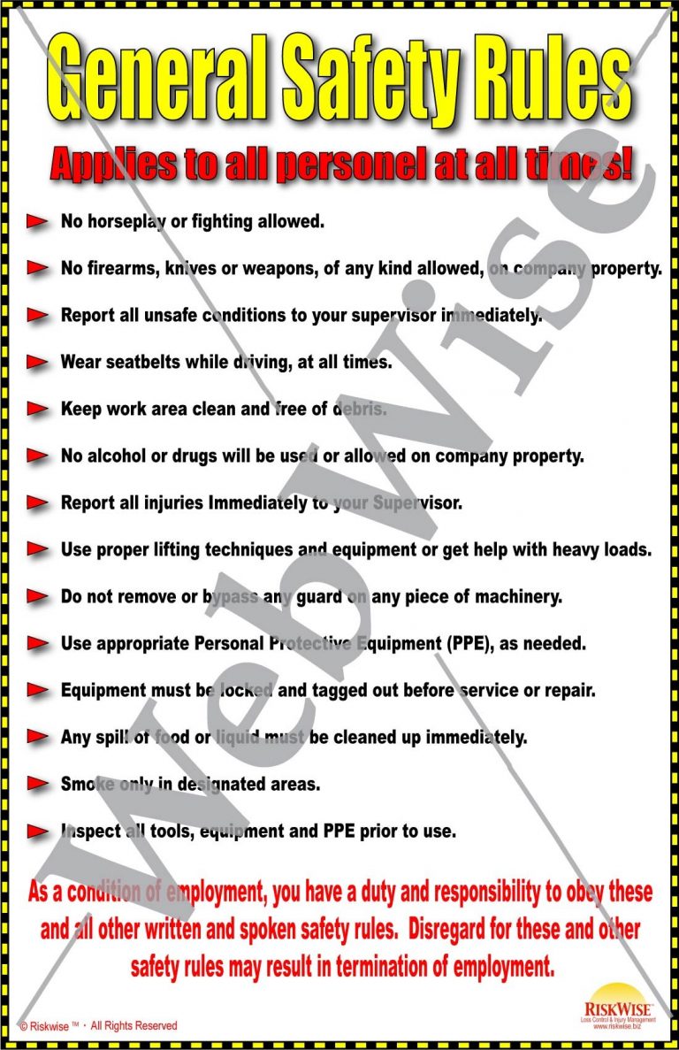 General Safety Rules Poster RiskWise