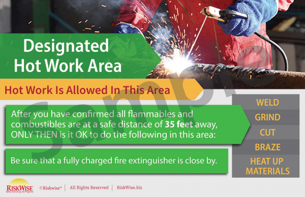 designated hot work areas sample poster